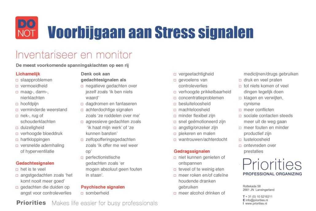 Priorities: Monitor uw Stress Signalen